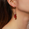 Wholesale Alloy Light Luxury Geometric Pomegranate Red Women's Earrings With Micropaved Zircon