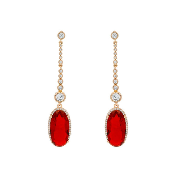 Wholesale Alloy Light Luxury Geometric Pomegranate Red Women's Earrings With Micropaved Zircon