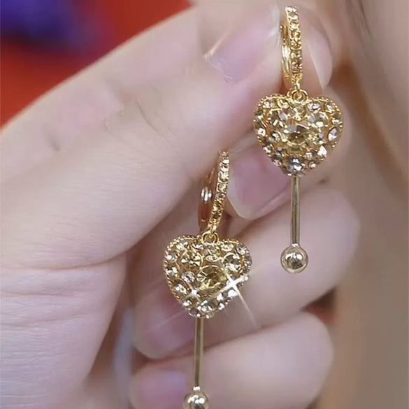 Wholesale Alloy Light Luxury Heart Shape Electroplating Love Tassel Earrings For Women