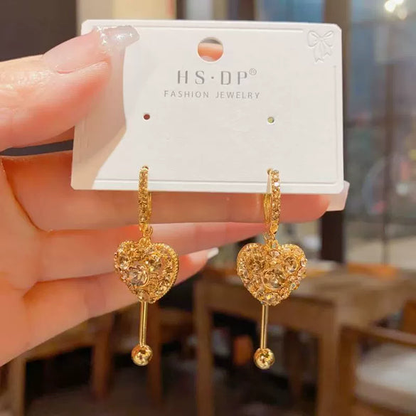 Wholesale Alloy Light Luxury Heart Shape Electroplating Love Tassel Earrings For Women