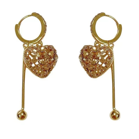 Wholesale Alloy Light Luxury Heart Shape Electroplating Love Tassel Earrings For Women
