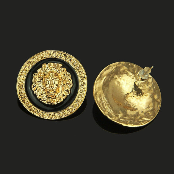 Wholesale Alloy Lion Head Exaggerated Fashion Women's Earrings With Electroplating