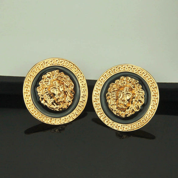 Wholesale Alloy Lion Head Exaggerated Fashion Women's Earrings With Electroplating