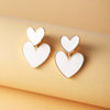 Wholesale Alloy Love Earrings With Double Layer Oil Drop Design And Peach Heart Shape