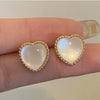 Wholesale Alloy Love Earrings With Double Layer Oil Drop Design And Peach Heart Shape