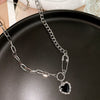 Wholesale Alloy Love Stitching Heart Pattern Water Wave Chain Necklace For Women Retro Fashion