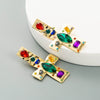 Wholesale Alloy Loveshaped Earrings With Inlaid Color Rhinestone And Diamond Design