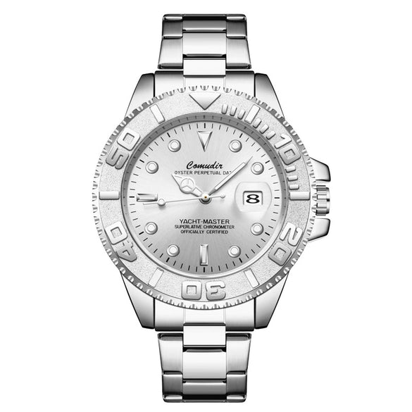 Wholesale Alloy Men's Business Style Round Dial Luminous Waterproof Mechanical Watch With Mineral Reinforced Glass Mirror And Stainless Steel Butterfly Double Snap Button Buckle