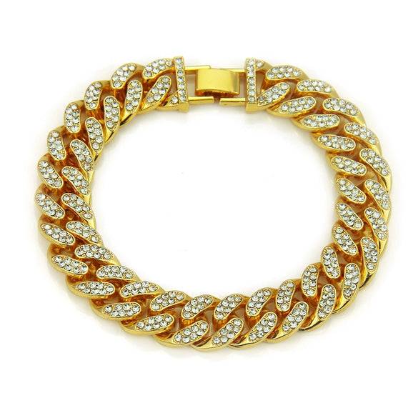 Wholesale Alloy Men's Diamond Inlaid Geometric Hiphop Style Bracelet