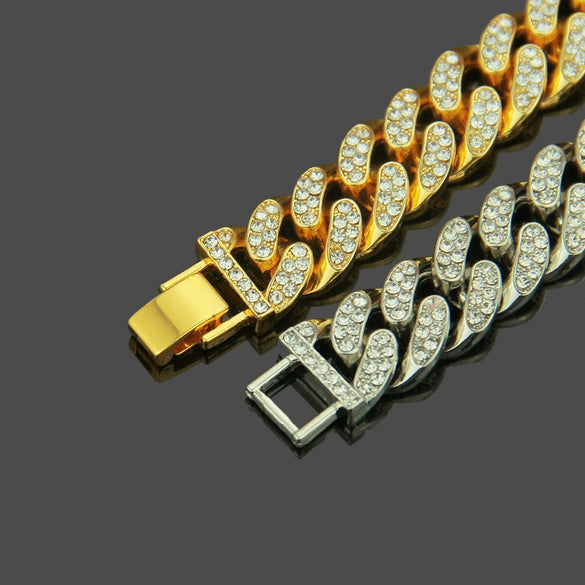 Wholesale Alloy Men's Diamond Inlaid Geometric Hiphop Style Bracelet