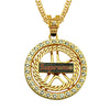 Wholesale Alloy Men's Diamondembedded Dollar Sign Pendant Necklace With Cuban Chain