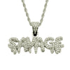 Wholesale Alloy Men's Fashion Cool Diamond Letter Pendant Necklace With Twist Chain