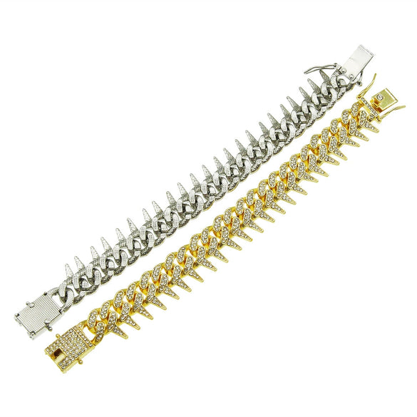 Wholesale Alloy Men's Hip Hop Cuban Chain Bracelet With Geometric Pattern And Electroplating Process
