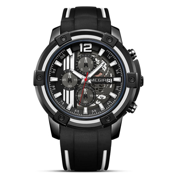 Wholesale Alloy Men's Hollow Calendar Sports Watch With Mineral Strengthened Glass Mirror And Silicone Strap
