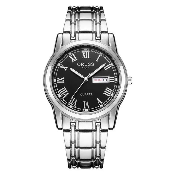 Wholesale Alloy Men's Quartz Watch Fashion Allmatch Waterproof Luminous Double Calendar Round Roman Scale