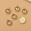 Wholesale Alloy Metal Butterfly Irregular Round Pendant Diy Handmade Jewelry Accessories With Gold Electroplating