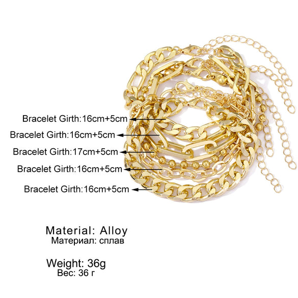 Wholesale Alloy Metal Chain Bracelet Retro Style With Star Pattern Electroplated Unisex