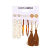 Wholesale Alloy Metal Tassel Earrings For Women With Leopard Print Leaf Cut Out Geometric Design And Electroplating Treatment