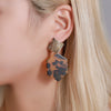 Wholesale Alloy Metal Tassel Earrings For Women With Leopard Print Leaf Cut Out Geometric Design And Electroplating Treatment