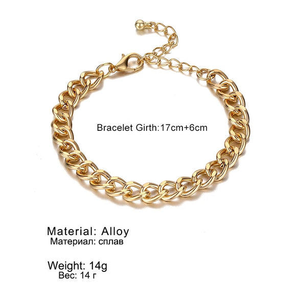 Wholesale Alloy Metal Twist Thick Chain Bracelet With Geometric Pattern And Electroplating For Unisex Hiphop Punk Style