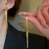 Wholesale Alloy Metallic Geometric Electroplated Two Long Tassel Pin Earrings For Women