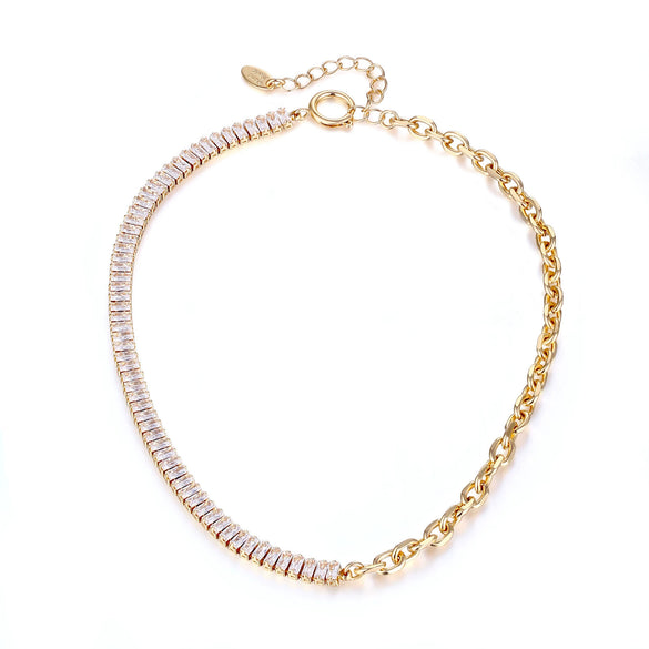 Wholesale Alloy Microinlaid Zircon Necklace Stainless Steel Geometric Electroplating Unisex