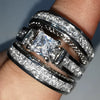 Wholesale Alloy Microinlaid Zircon Ring Threepiece Set Light Luxury Geometric Women's Jewelry