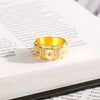 Wholesale Alloy Minimalist Geometric Halfcircle Inlaid Zircon Electroplated Ring