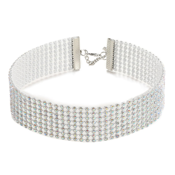 Wholesale Alloy Multi Layer Choker Neck Chain With Diamond Elements