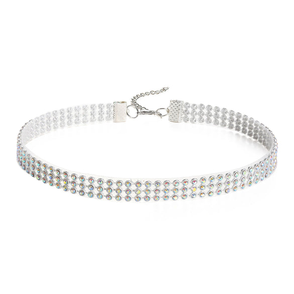 Wholesale Alloy Multi Layer Choker Neck Chain With Diamond Elements