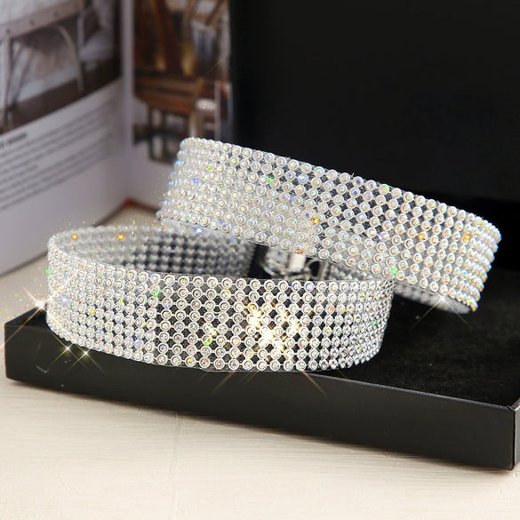 Wholesale Alloy Multi Layer Choker Neck Chain With Diamond Elements
