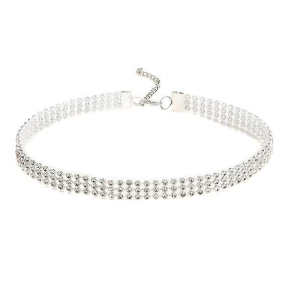 Wholesale Alloy Multi Layer Choker Neck Chain With Diamond Elements