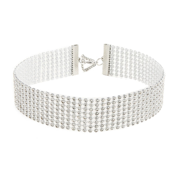 Wholesale Alloy Multi Layer Choker Neck Chain With Diamond Elements