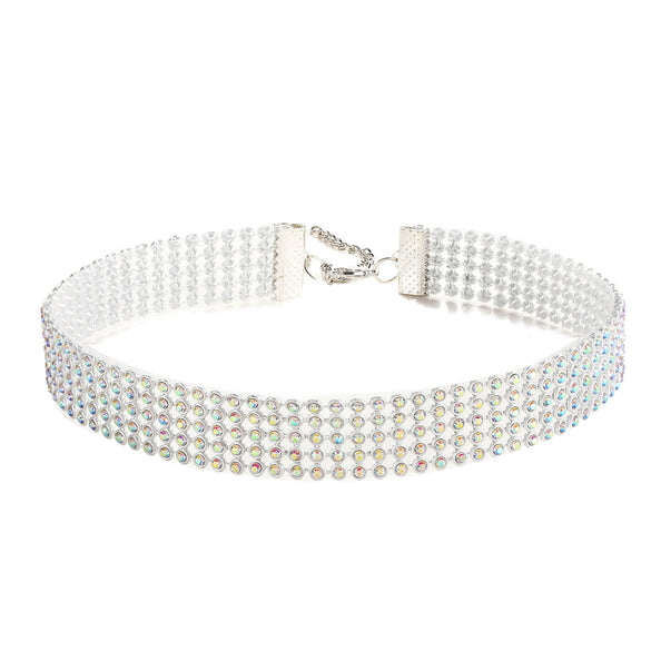 Wholesale Alloy Multi Layer Choker Neck Chain With Diamond Elements
