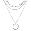 Wholesale Alloy Multilayer Exaggerated Thick Chain Stacked Women's Punk Hiphop Circle Pendant Necklace With Geometric Style And Electroplating