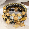 Wholesale Alloy Multilayer Wooden Beaded Bohemian Style Bracelet With Butterfly Pendant And Electroplating Treatment