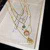 Wholesale Alloy Multilayered Geometric Cross Pendant Necklace Set With Diamonds Retro Style For Women