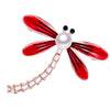 Wholesale Alloy Natural Freshwater Pearl Dragonfly Painted Brooch For Women Fashion Jewelry