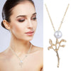 Wholesale Alloy Natural Pearl Plant Flowers Long Necklace Pendant For Women With Electroplating Treatment
