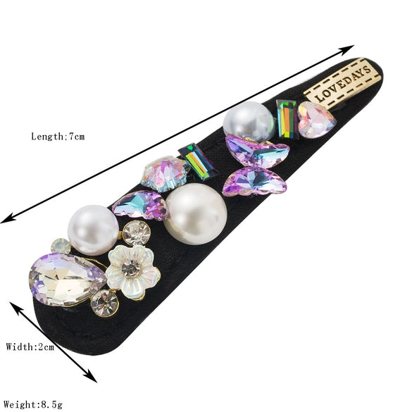 Wholesale Alloy Oneword Clip With Rhinestone Flowers And Butterflies For Women