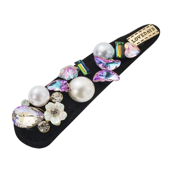 Wholesale Alloy Oneword Clip With Rhinestone Flowers And Butterflies For Women