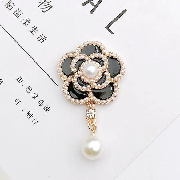 Wholesale Alloy Pearl Camellia Pendant Dripping Oil Jewelry Accessories For Mobile Phone Shell Decoration