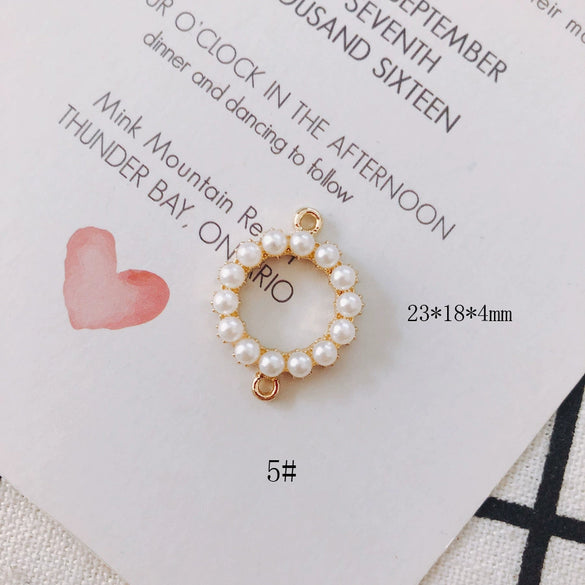 Wholesale Alloy Pearl Diamond Round Heart Double Hanging Earrings Jewelry Accessories