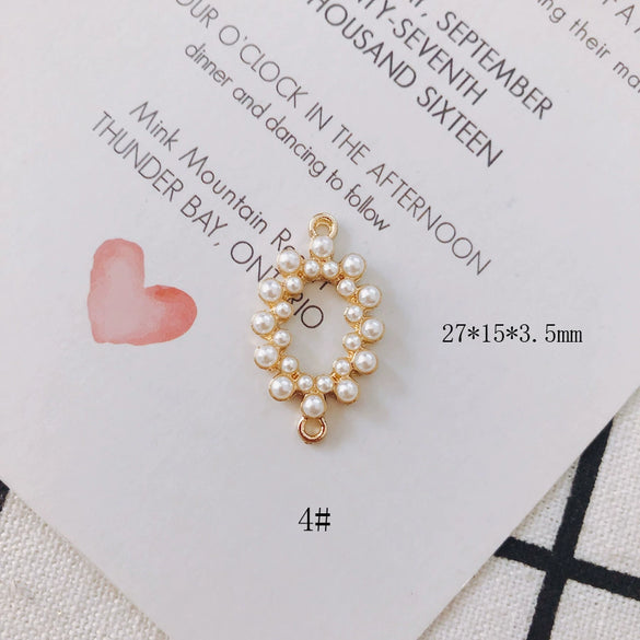 Wholesale Alloy Pearl Diamond Round Heart Double Hanging Earrings Jewelry Accessories