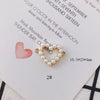 Wholesale Alloy Pearl Diamond Round Heart Double Hanging Earrings Jewelry Accessories