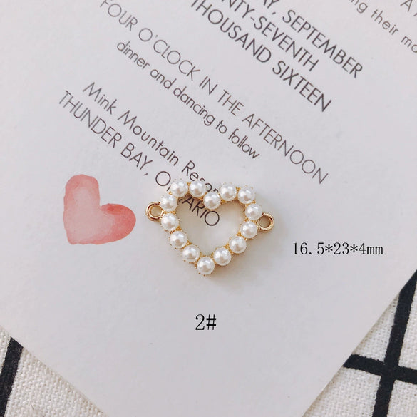 Wholesale Alloy Pearl Diamond Round Heart Double Hanging Earrings Jewelry Accessories