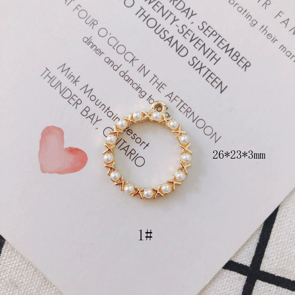 Wholesale Alloy Pearl Diamond Round Heart Double Hanging Earrings Jewelry Accessories