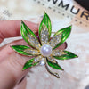 Wholesale Alloy Pearl Enamel Leaf Women's Brooch