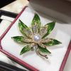 Wholesale Alloy Pearl Enamel Leaf Women's Brooch