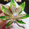 Wholesale Alloy Pearl Enamel Leaf Women's Brooch